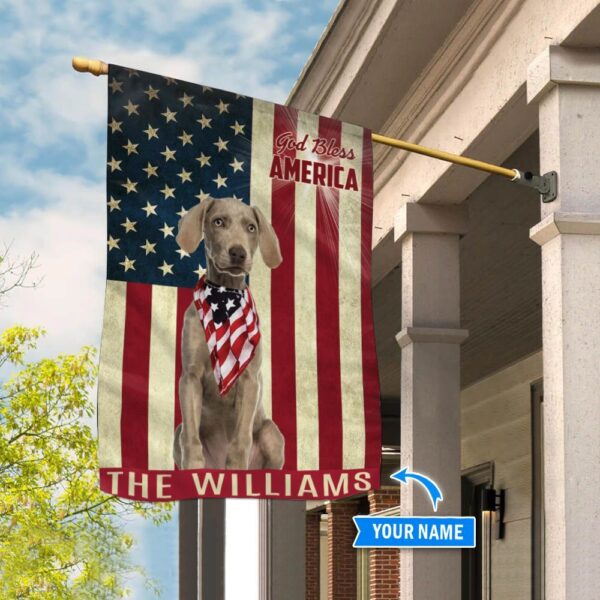 Weimaraner God Bless America Personalized Flag – Custom Dog Flags – Dog Lovers Gifts for Him or Her