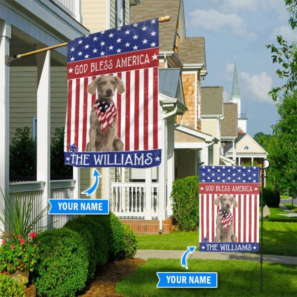 Weimaraner God Bless America Personalized Flag – Personalized Dog Garden Flags – Dog Lovers Gifts for Him or Her