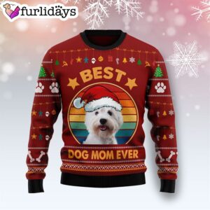 West Highland White Terrier Best Dog Mom Ever Ugly Christmas Sweater Gifts For Dog Lovers 1