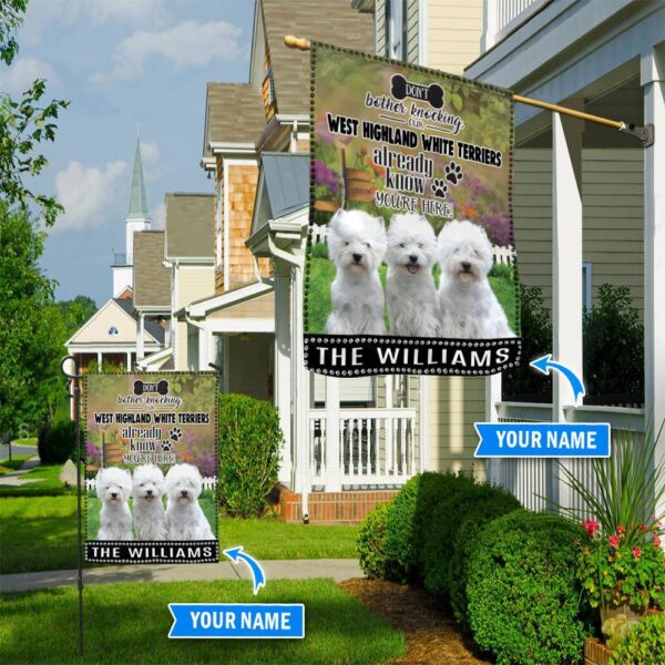 West Highland White Terrier Don’t Bother Knocking Personalized Dog Garden Flags – Dog Lovers Gifts for Him or Her