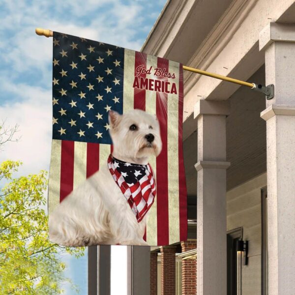 West Highland White Terrier God Bless House Flag – Garden Dog Flag – Dog Owner Gift Ideas