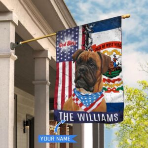 West Virginia Boxer Dog God Bless Personalized House Flag Garden Dog Flag Personalized Dog Garden Flags 1