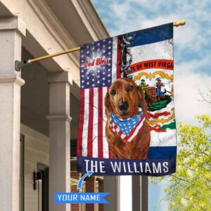 West Virginia Dachshund God Bless Personalized House Flag Garden Dog Flag Personalized Dog Garden Flags 1