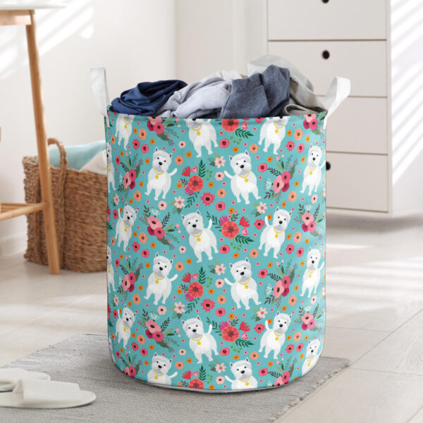 Westie Flower Laundry Basket – Laundry Hamper – Dog Lovers Gifts for Him or Her – Dog Memorial Gift