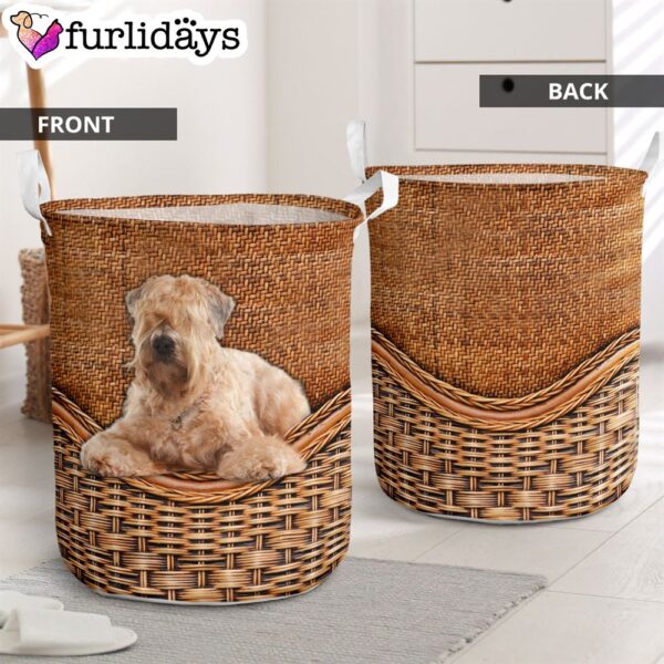 Wheaten Terrier Rattan Texture Laundry Basket – Laundry Hamper – Dog Lovers Gifts for Him or Her