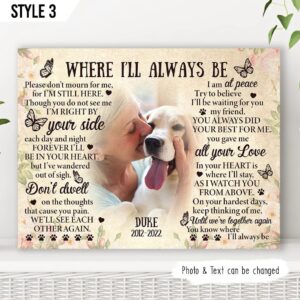 Where I’ll Always Be Dog Horizontal Personalized Canvas – Wall Art Canvas – Gifts for Dog Mom