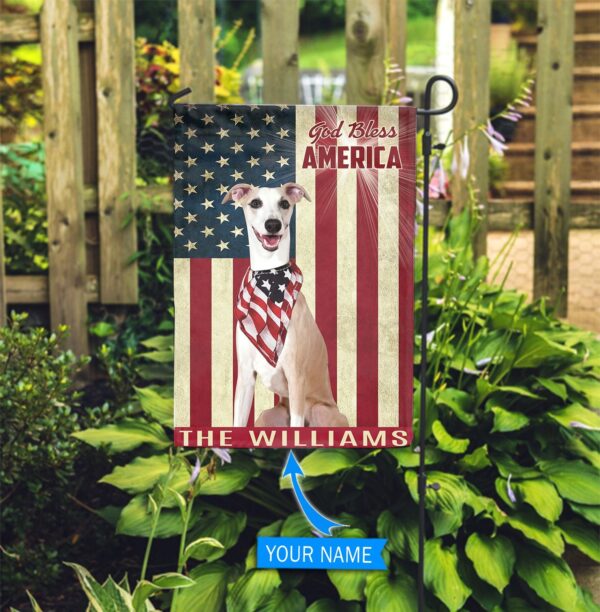 Whippet God Bless America Personalized Flag – Custom Dog Flags – Dog Lovers Gifts for Him or Her