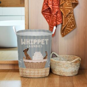 Whippet Wash And Dry Laundry Basket Laundry Hamper Dog Lovers Gifts for Him or Her Dog Memorial Gift 1