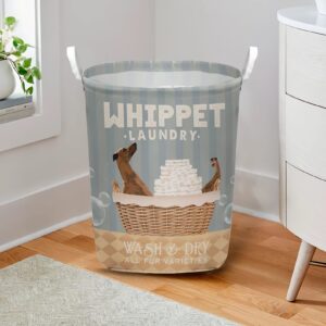 Whippet Wash And Dry Laundry Basket Laundry Hamper Dog Lovers Gifts for Him or Her Dog Memorial Gift 2