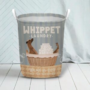 Whippet Wash And Dry Laundry Basket Laundry Hamper Dog Lovers Gifts for Him or Her Dog Memorial Gift 3