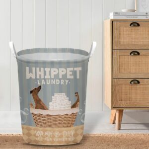 Whippet Wash And Dry Laundry Basket Laundry Hamper Dog Lovers Gifts for Him or Her Dog Memorial Gift 4