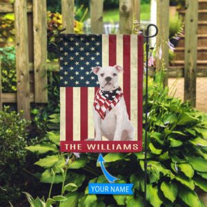 White American Bulldog Personalized Flag Personalized Dog Garden Flags Dog Lovers Gifts for Him or Her 1