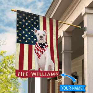 White American Bulldog Personalized Flag Personalized Dog Garden Flags Dog Lovers Gifts for Him or Her 2