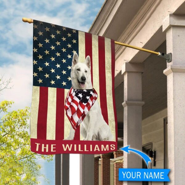 White German Shepherd Personalized Flag – Personalized Dog Garden Flags – Dog Lovers Gifts for Him or Her