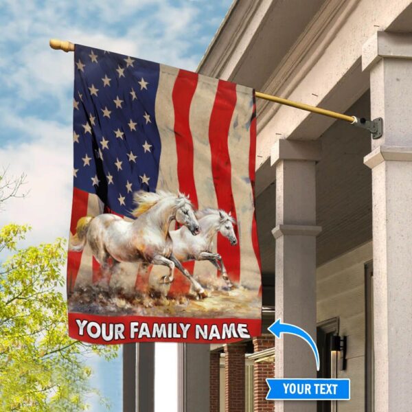 White Horse American Personalized Flag – Flags For The Garden – Outdoor Decoration