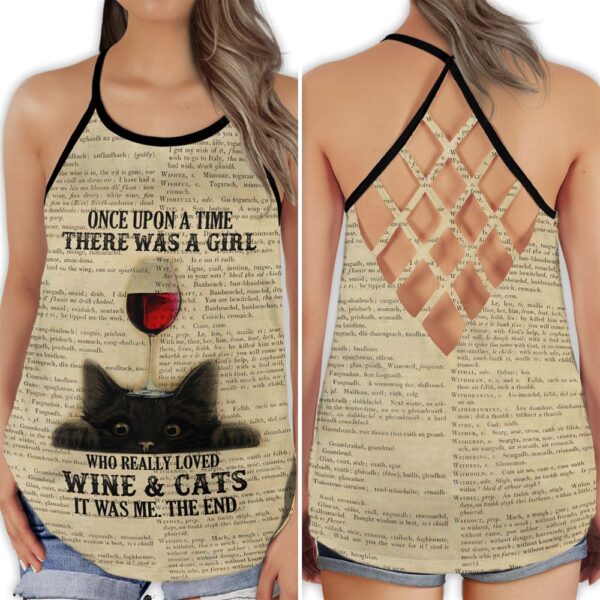 Wine So Good Cat Style Open Back Camisole Tank Top – Fitness Shirt For Women – Exercise Shirt
