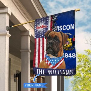Wisconsin Boxer Dog God Bless Personalized House Flag Garden Dog Flag Personalized Dog Garden Flags 1