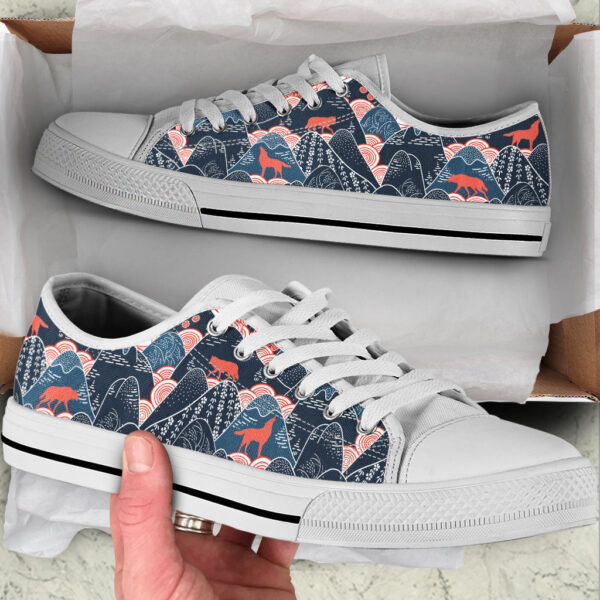 Wolf Oriental Mountains Fabric Pattern Low Top Shoes – Casual Trendy Fashion Shoes Gift For Adults Malalan