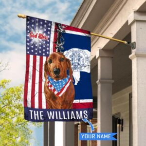 Wyoming Dachshund God Bless Personalized House Flag Garden Dog Flag Personalized Dog Garden Flags 1