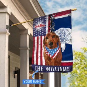 Wyoming Dachshund God Bless Personalized House Flag Garden Dog Flag Personalized Dog Garden Flags 2
