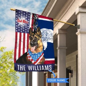 Wyoming German Shepherd God Bless Personalized House Flag Garden Dog Flag Personalized Dog Garden Flags 2