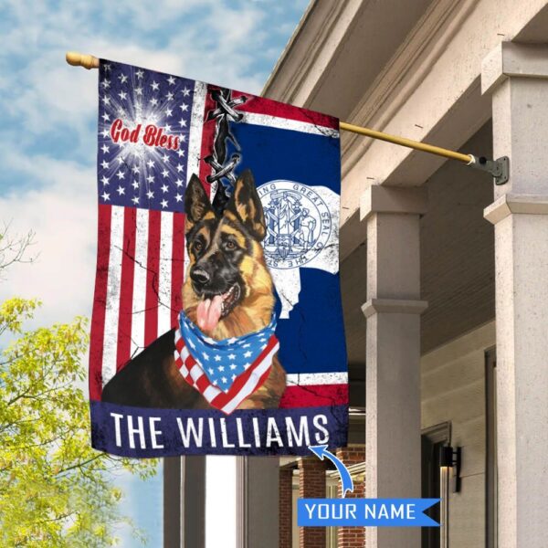 Wyoming German Shepherd God Bless Personalized House Flag – Garden Dog Flag – Personalized Dog Garden Flags