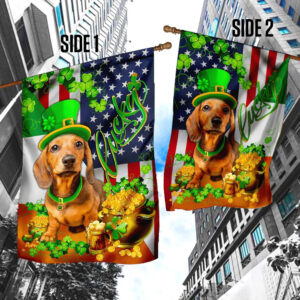 Yellow Dachshund Happy St Patrick s Day Garden Flag Best Outdoor Decor Ideas St Patrick s Day Gifts 4