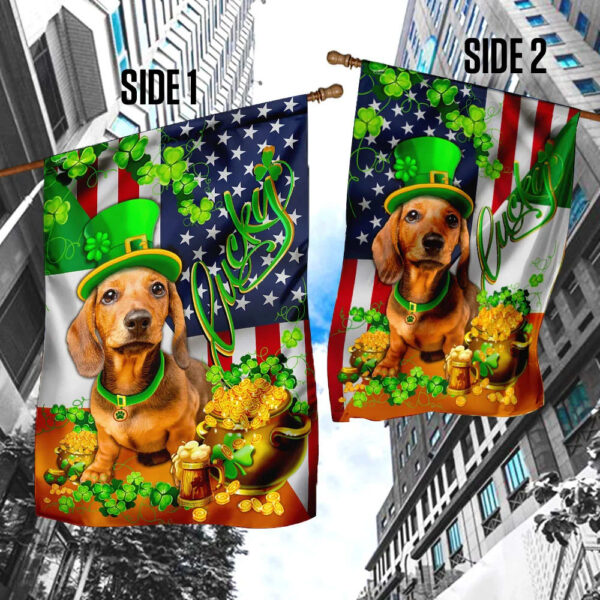 Yellow Dachshund Happy St Patrick’s Day Garden Flag – Best Outdoor Decor Ideas – St Patrick’s Day Gifts