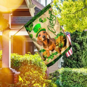 Yellow Dachshund St Patrick s Day Garden Flag Best Outdoor Decor Ideas St Patrick s Day Gifts 2
