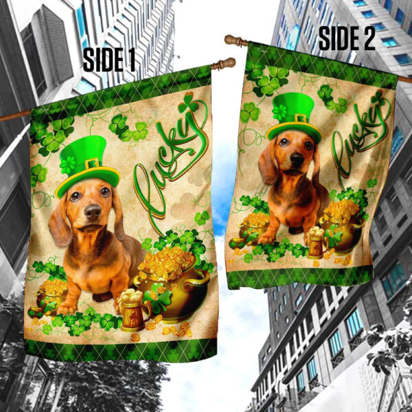 Yellow Dachshund St Patrick’s Day Garden Flag – Best Outdoor Decor Ideas – St Patrick’s Day Gifts