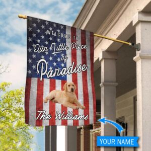 Yellow Labrador Retriever Welcome To Our Paradise Personalized Dog Garden Flags Dog Lovers Gifts for Him or Her 2