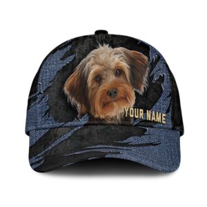 Yorkie Poo Jean Background Custom Name Cap Classic Baseball Cap All Over Print Gift For Dog Lovers 1 f6irym