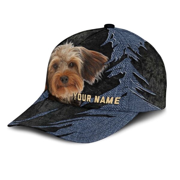 Yorkie-Poo Jean Background Custom Name & Photo Dog Cap – Classic Baseball Cap All Over Print – Gift For Dog Lovers