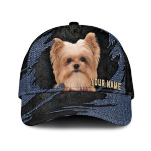 Yorkie Pom Jean Background Custom Name Cap Classic Baseball Cap All Over Print Gift For Dog Lovers 1 hcs6hj