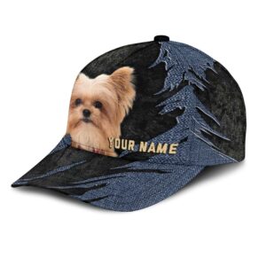 Yorkie Pom Jean Background Custom Name Cap Classic Baseball Cap All Over Print Gift For Dog Lovers 3 vgzyzq