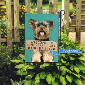 Yorkshire Terrier Welcome To Our Happy Place Personalized Flag Custom Dog Flags Dog Lovers Gifts for Him or Her 2