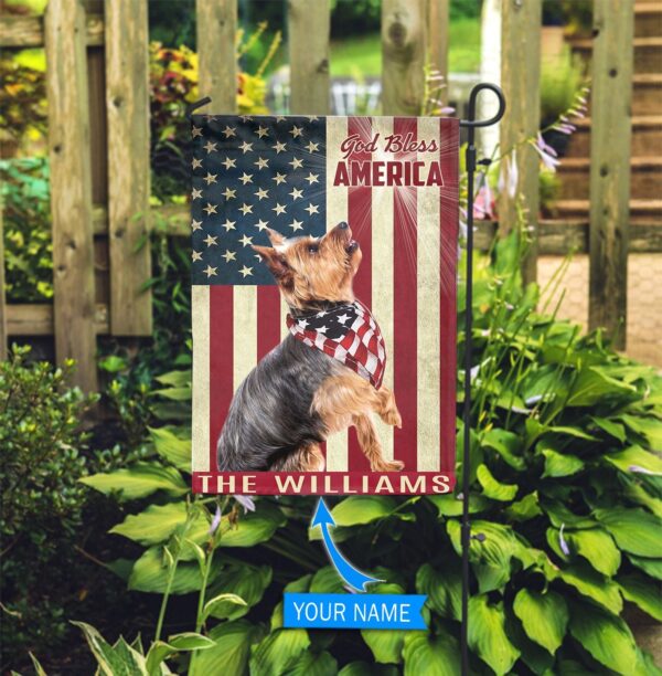 Yorkshire Terrier God Bless America Personalized Flag – Custom Dog Flags – Dog Lovers Gifts for Him or Her