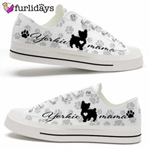 Yorkshire Terrier Paws Pattern Low Top Shoes  – Happy International Dog Day Canvas Sneaker – Owners Gift Dog Breeders