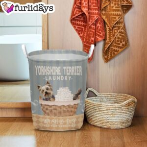 Yorkshire Terrier Wash And Dry Laundry Basket Laundry Hamper Dog Lovers Gifts for Him or Her 1