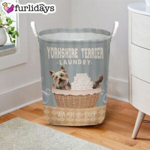 Yorkshire Terrier Wash And Dry Laundry Basket Laundry Hamper Dog Lovers Gifts for Him or Her 2
