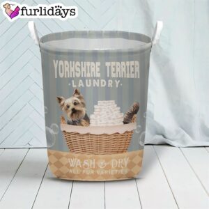 Yorkshire Terrier Wash And Dry Laundry Basket Laundry Hamper Dog Lovers Gifts for Him or Her 3