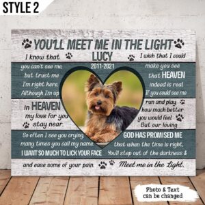 You’ll Meet Me In The Light Dog Poem Personalized Canvas Poster – Painting On Canvas – Dog Memorial Dog Memorial Gift