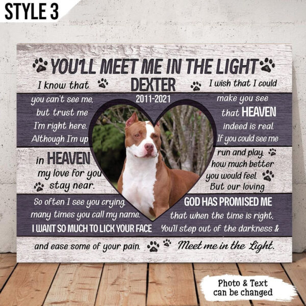 You’ll Meet Me In The Light Dog Poem Personalized Canvas Poster – Painting On Canvas – Dog Memorial Gifts for Dog Mom