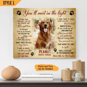 You’ll Meet Me In The Light Dog Poem Printable Horizontal Canvas – Personalized Wall Art Canvas – Gift For Dog Lovers