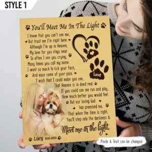 You’ll Meet Me In The Light Dog Poem Printable Vertical Personalized Canvas – Wall Art Canvas – Gift For Dog Lovers
