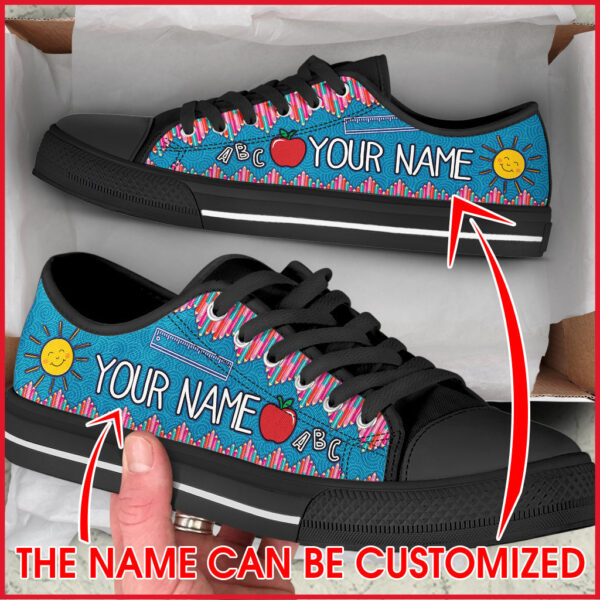 Your Name Crayon Zig Zag Low Top Shoes – Best Gift For Teacher, School Shoes – Best Shoes For Him Or Her