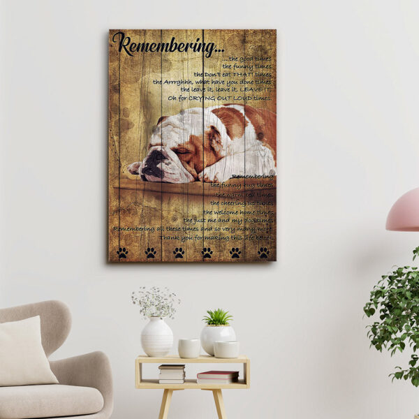 Bulldog Art – Remembering – Dog Pictures – Dog Canvas Poster – Dog Wall Art – Gifts For Dog Lovers – Furlidays