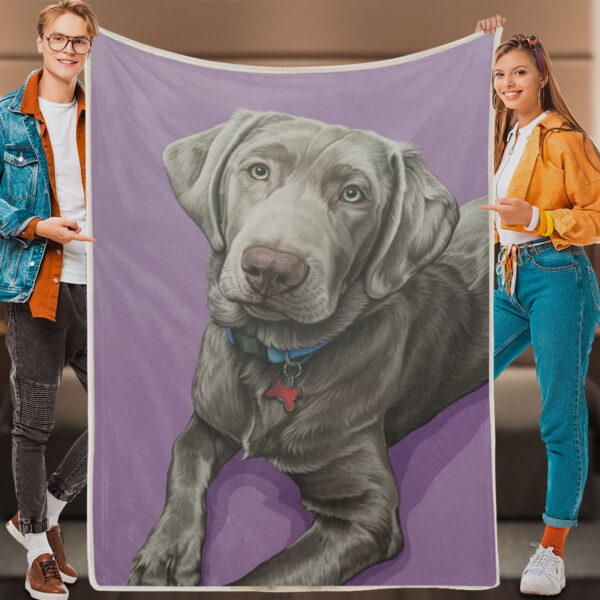 Dog Blankets – Sweet Silver Labrador – Dog Blankets For Sofa – Dog In Blanket – Dog Throw Blanket – Furlidays