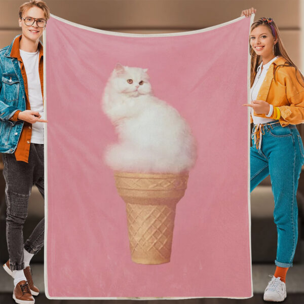 Blanket With Cats On It – Cat Ice Cream – Cats Blanket – Cat Fleece Blanket – Cat Blanket For Sofa – Furlidays