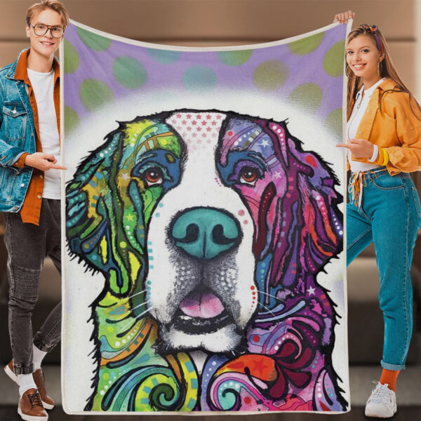 Dog Fleece Blanket – Saint Bernard – Blanket With Dogs Face – Dog In Blanket – Dog Throw Blanket – Furlidays